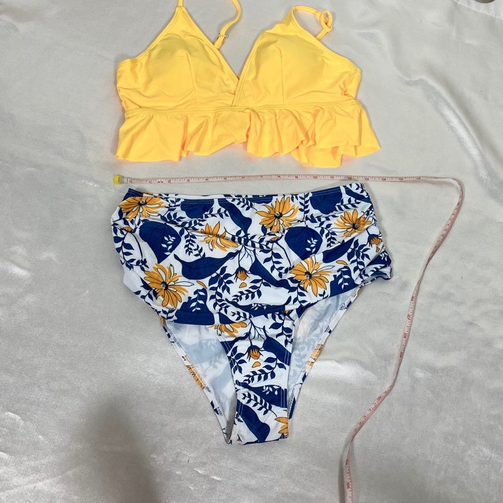 NEW 2pcs swim bikini ruffles womens XL - Picture 2 of 7